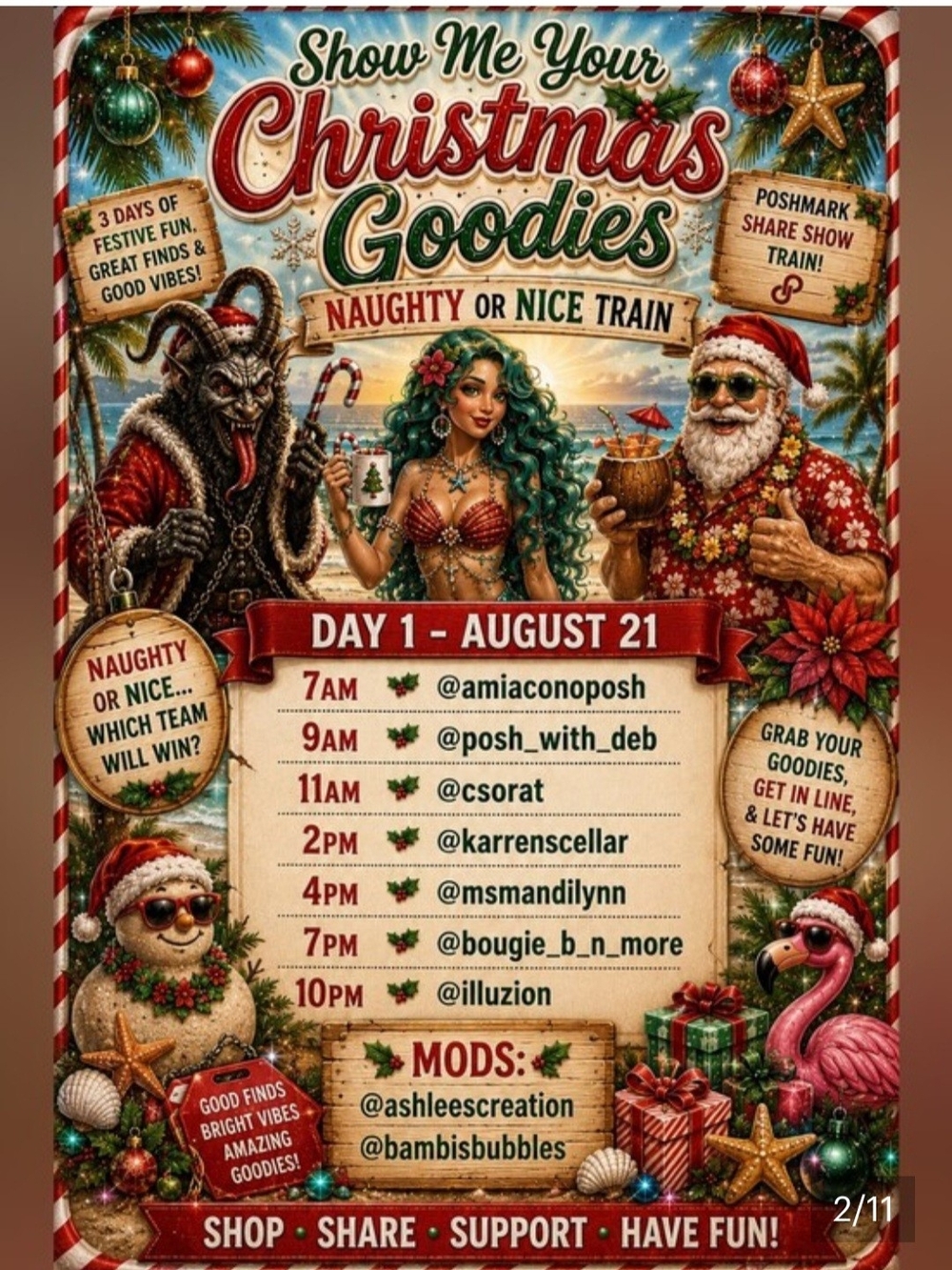 Show Me Your Christmas Goodies Naughty or Nice Train Poster - Red/Green